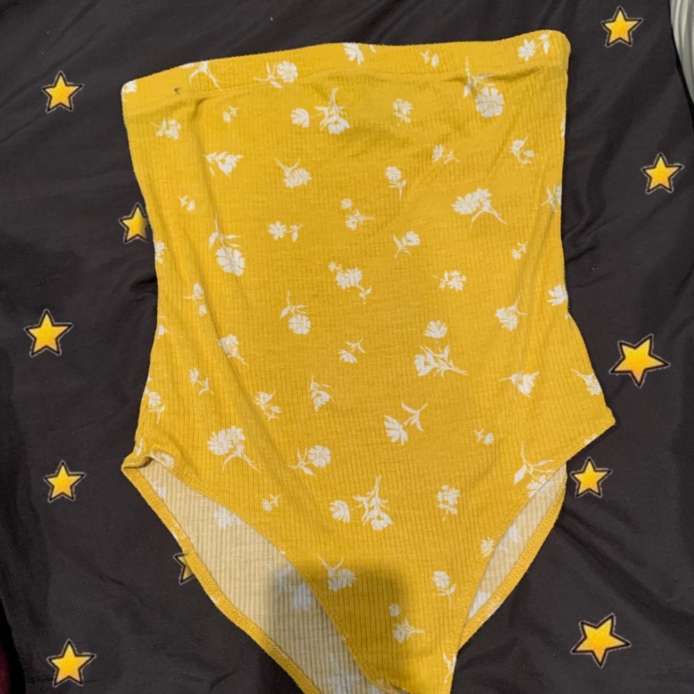 Forever 21 yellow floral bodysuit
